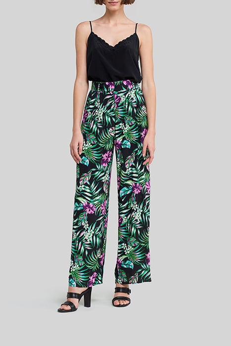 BLACK LENZING™ ECOVERO™ TROPICAL WIDE-LEG TROUSERS 3