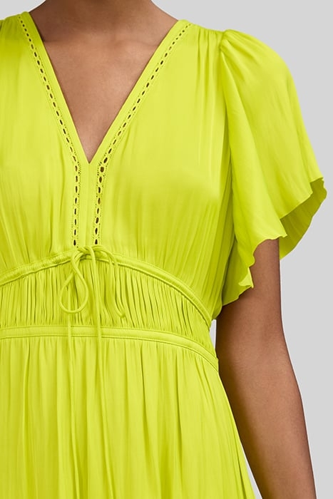 LIME GREEN CREASED DRESS WITH BUTTERFLY SLEEVES 5