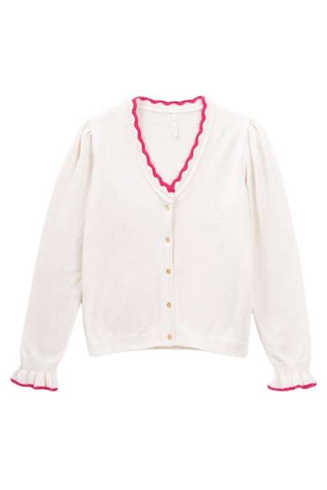 OFF-WHITE KNIT CARDIGAN WITH PINK DETAILS 4