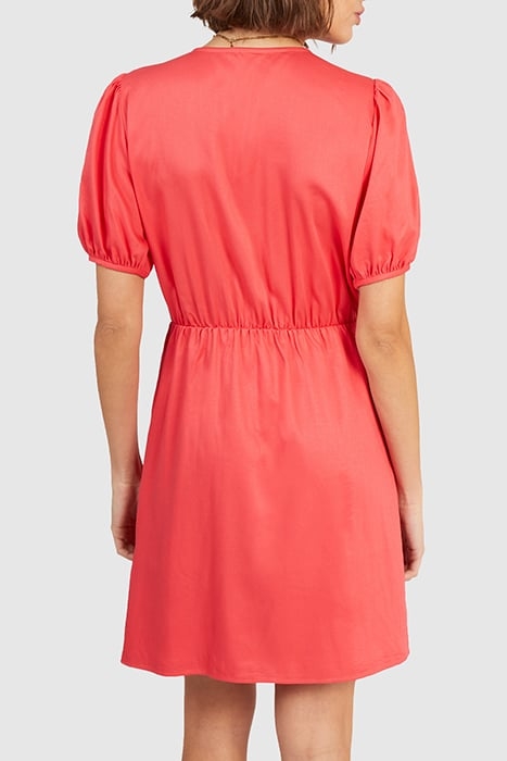 CORAL BUTTONED FLOWING WRAP DRESS 2