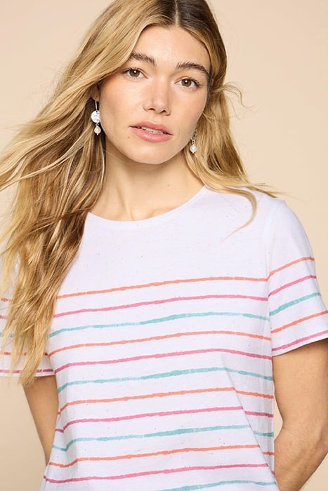 ABBIE STRIPE TEE IVORY MULTI 6