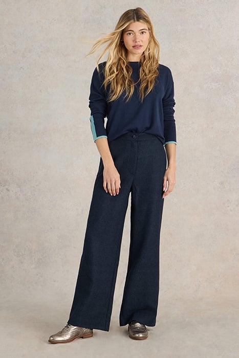 UNA TWEEDY WIDE LEG TROUSER NAVY MULTI 1