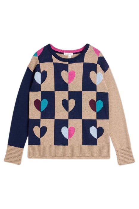 CITY CHECK HEART JUMPER NATURAL MULTI 3