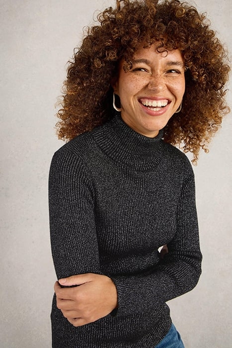 LILA SPARKLE RIB ROLL NECK PURE BLACK 4