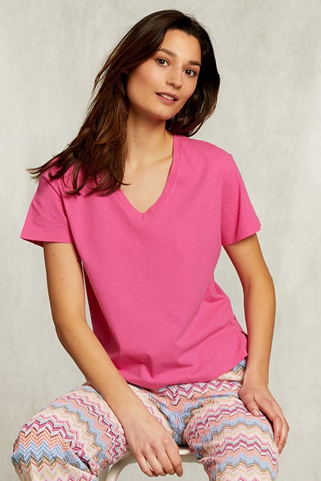 FUSHIA BASIC V-NECK T-SHIRT PINK 1