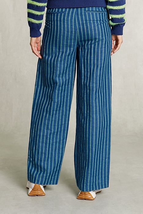 BLUE/GREEN STRIPED LINEN PANTS BLUE 2