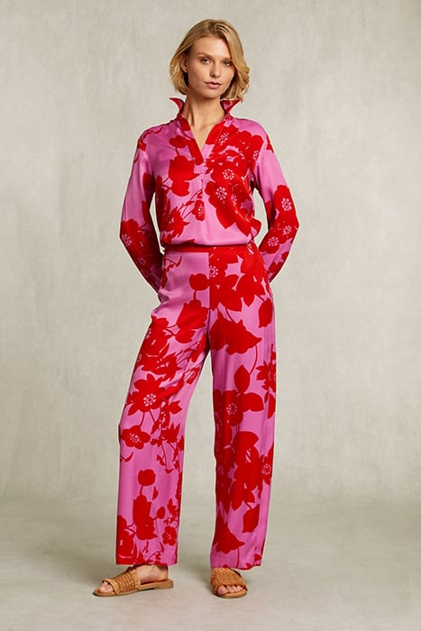 RED/PINK FLORAL PANTS ELASTIC WAIST PINK 3