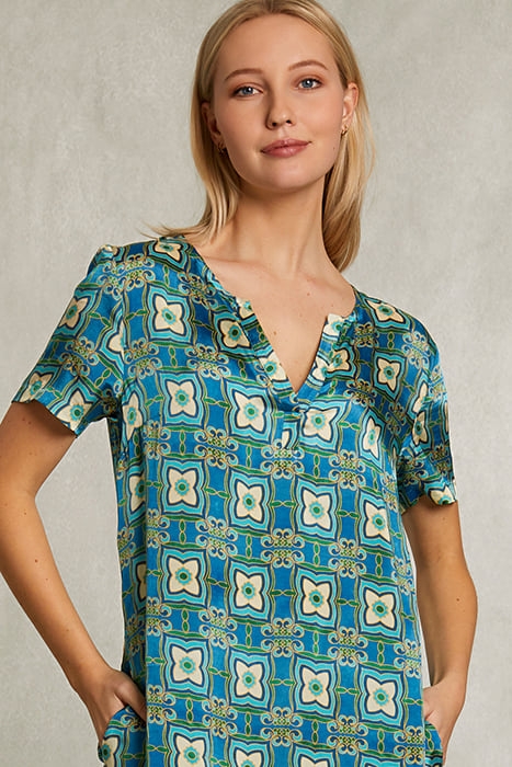 MULTI LONG STRAIGHT FANTASY DRESS BLUE 4