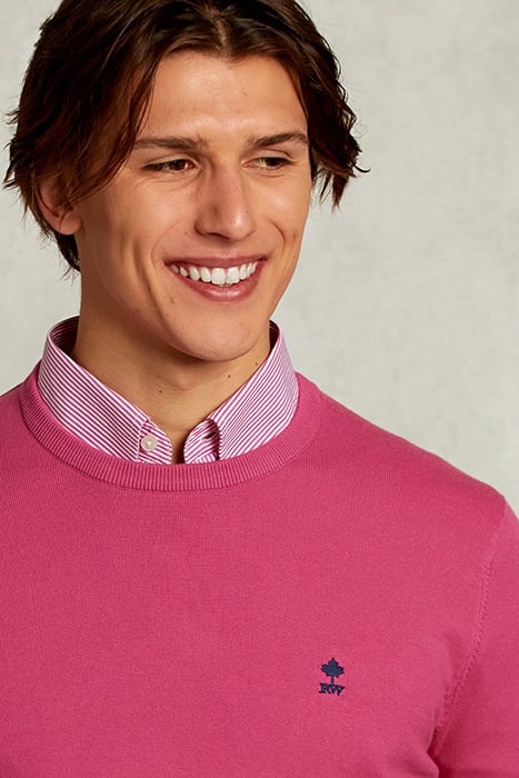 NORMAL FIT BASIC COTTON CREW NECK PULLOVER AMARANTH PINK 4