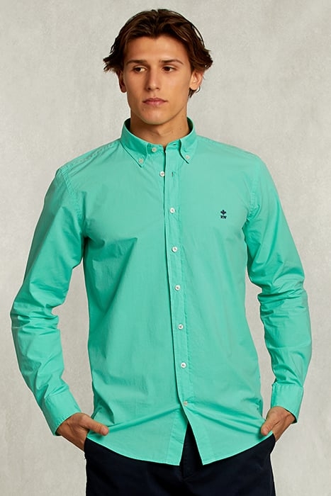 CUSTOM FIT GREEN POPLIN SHIRT 1