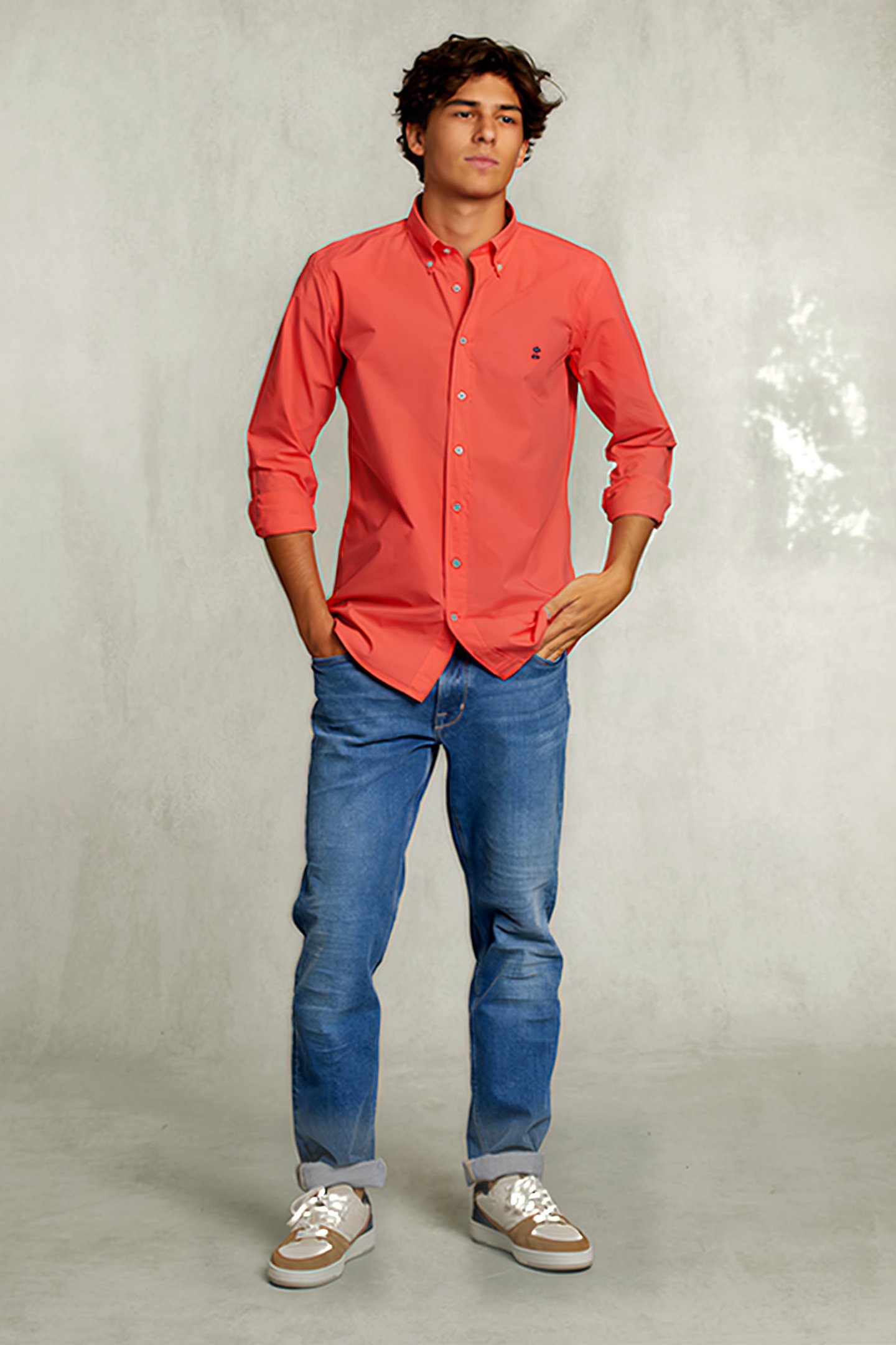 CUSTOM FIT POPLIN SHIRT ROSE RED 1