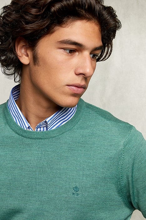 BASIC MERINO CREW NECK PULLOVER HERB MIX GREEN 3