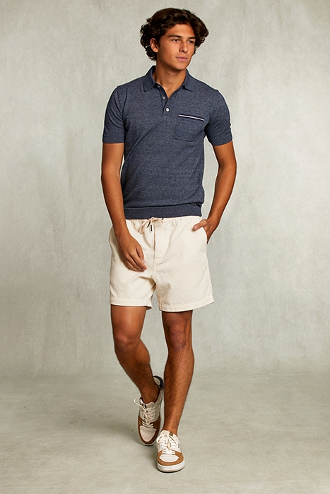 CUSTOM FIT PIMA COTTON SWEATER POLO COLLAR BLUE MOON MIX BLU 3