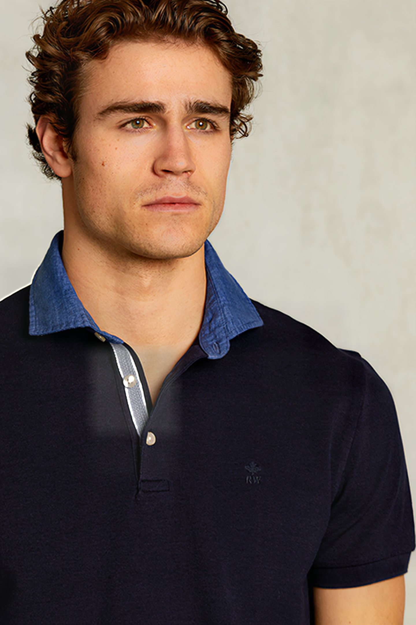 CUSTOM FIT COTTON POLO NAVY BLUE 4