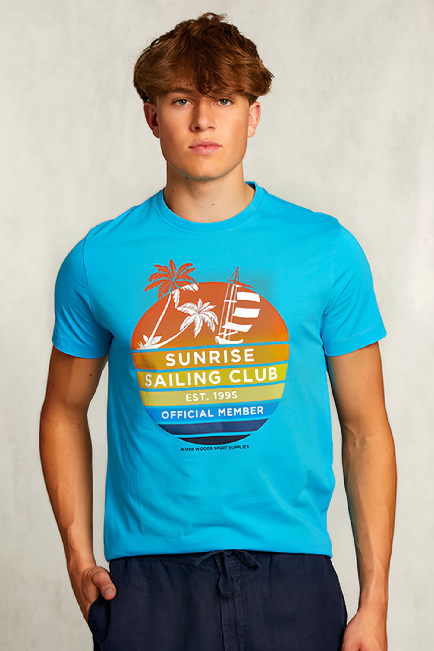 NORMAL FIT BASIC T-SHIRT IN ARUBA BLUE 1