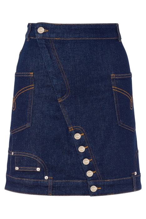 UPSIDE DOWN STRETCH BLUE DENIM MINI SKIRT BLUE 3