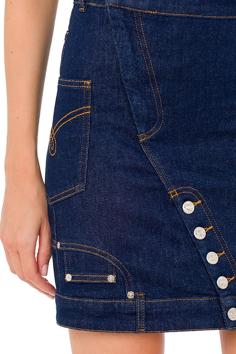 UPSIDE DOWN STRETCH BLUE DENIM MINI SKIRT BLUE 4