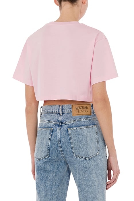 CROPPED PEACE & LOVE LOGO T-SHIRT PINK 2