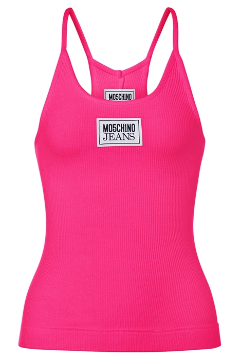 LOGO PATCH RIBBED COTTON TANK TOP PINK 3