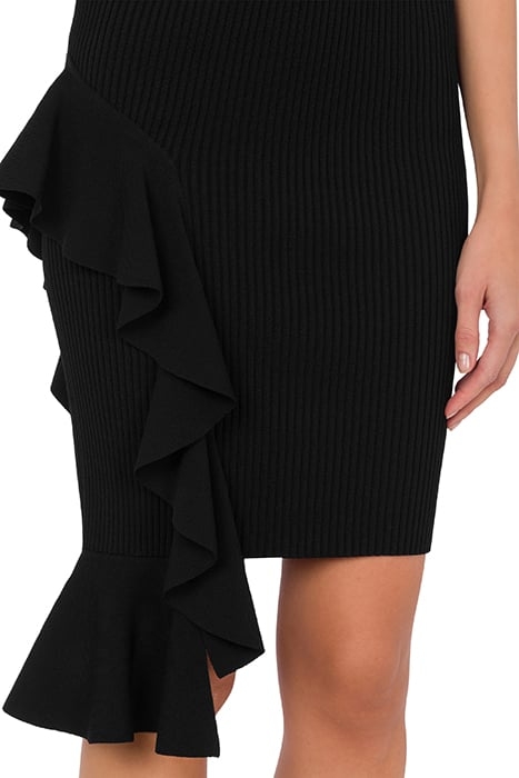 STRETCH VISCOSE SKIRT WITH RUFFLES BLACK 4
