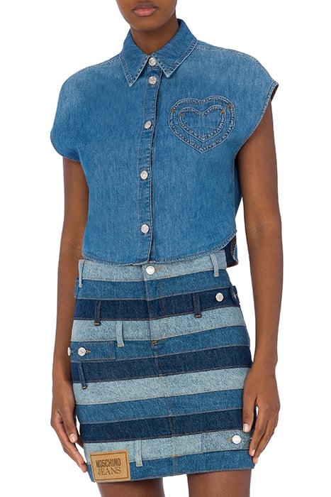 HEARTS POCKET CHAMBRAY SHIRT BLUE 1