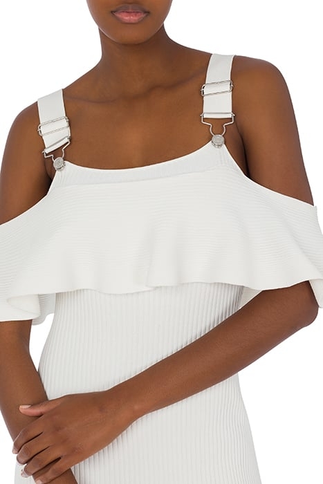 STRETCH VISCOSE DRESS WITH BRACES WHITE 4