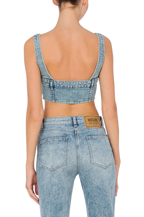 STRETCH DENIM CROP TOP BLUE 2