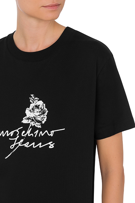 ROSE PRINT JERSEY T-SHIRT BLACK 4