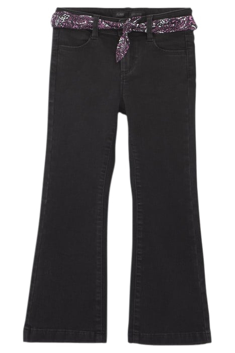 GIRLS’ BLACK FLARED JEANS WITH PAISLEY PRINT BOW 1