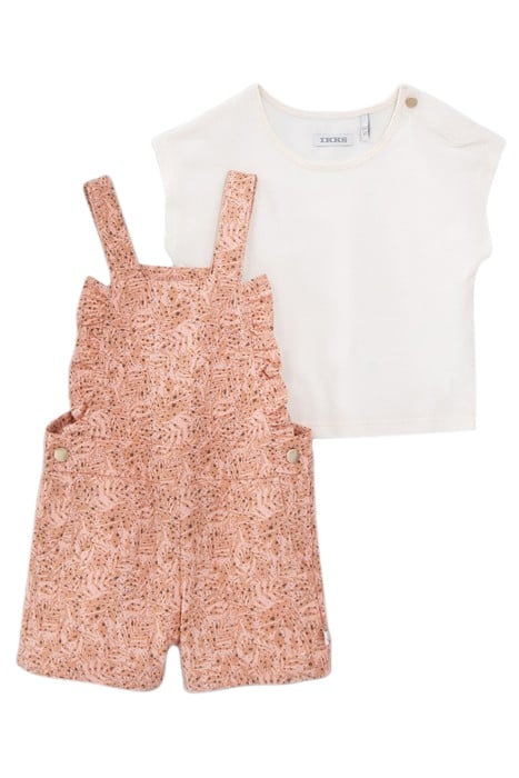 BABY GIRLS’ ECRU T-SHIRT AND PRINTED DUNGAREES OUTFIT 3