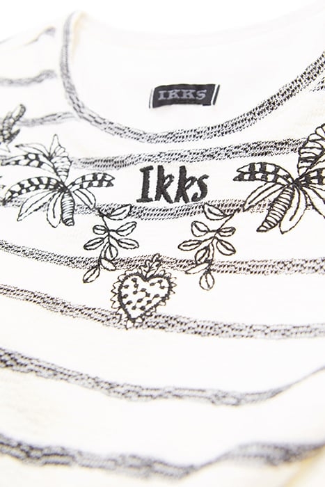 GIRLS' ECRU DRESS, BLACK STRIPED MIXED-FABRIC TUTU SKIRT 4