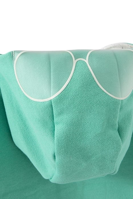 BABY BOYS’ GREEN SWEATSHIRT FABRIC CARDIGAN, GOGGLES HOOD 4