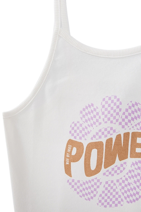 GIRLS’ OFF-WHITE RIBBED SLOGAN CROPPED VEST TOP 3