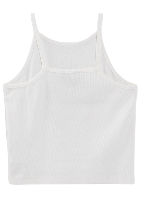 GIRLS’ OFF-WHITE RIBBED SLOGAN CROPPED VEST TOP 2