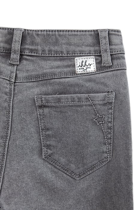 GIRLS' GREY SLIM JEANS WITH ASYMMETRIC ZIP & FRINGED CUFFS 5