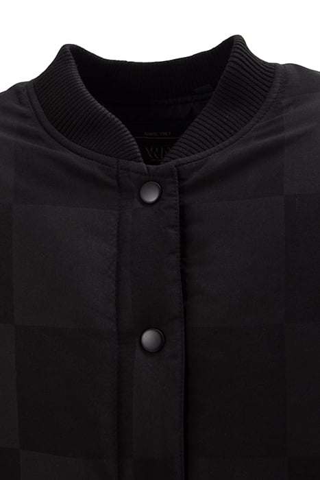 GIRLS' BLACK PADDED JACKET WITH TONE-ON-TONE CHECKERBOARD 3