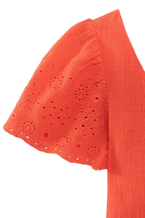 GIRLS’ RED SQUARE NECK TOP WITH EYELET EMBROIDERY 4