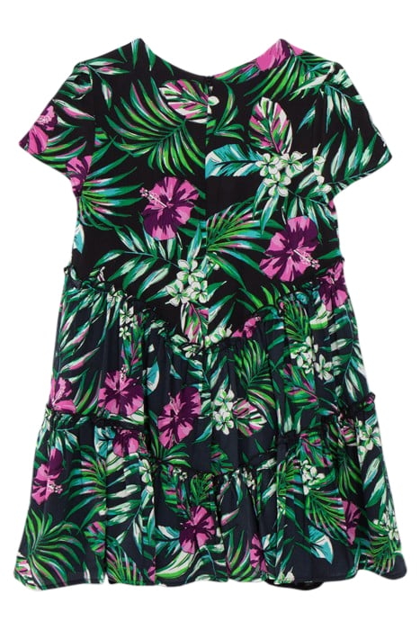 GIRLS’ BLACK DRESS WITH TROPICAL PRINT 2