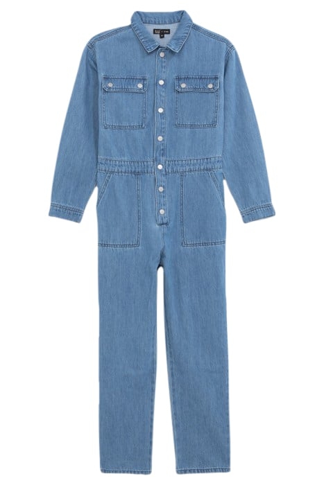GIRLS' LIGHT BLUE WATERLESS DENIM JUMPSUIT 1