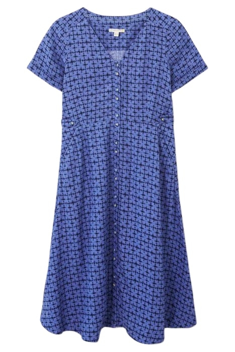 IVY LINEN MIDI DRESS BLUE MULTI 2