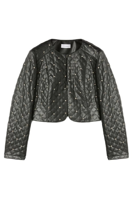 QUILTED FAUX LEATHER BOLERO JACKET BLACK 3