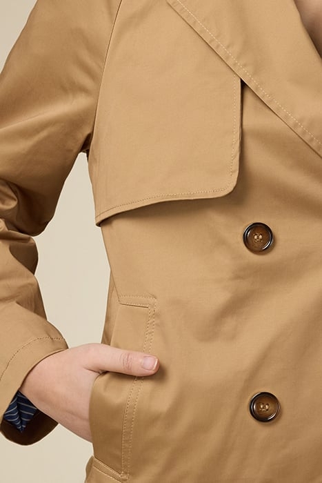 SHORT COTTON DOUBLE-BREASTED TRENCH COAT NATURAL 5