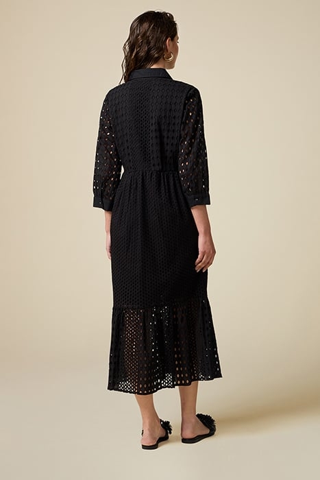 LONG BRODERIE ANGLAISE CHEMISIER DRESS BLACK 2