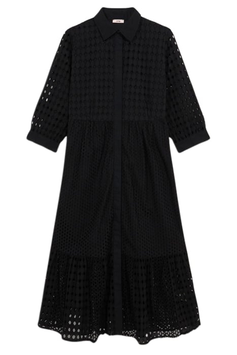 LONG BRODERIE ANGLAISE CHEMISIER DRESS BLACK 3