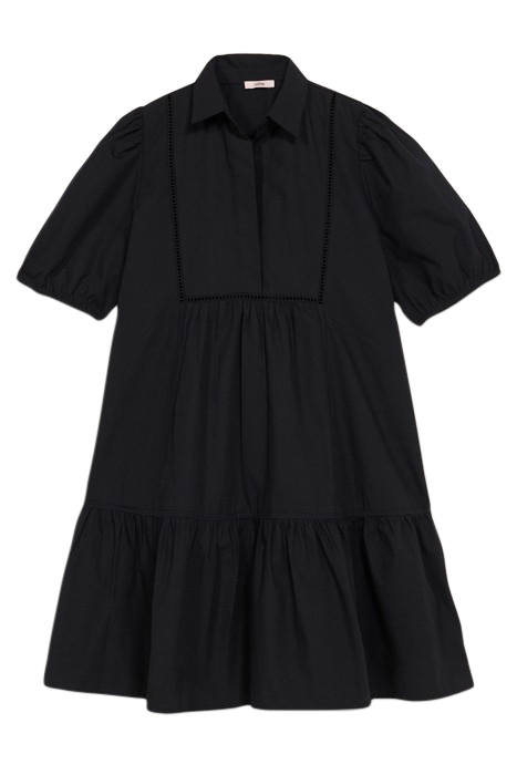 SHORT POPLIN DRESS WITH OPENWORK BLACK 3