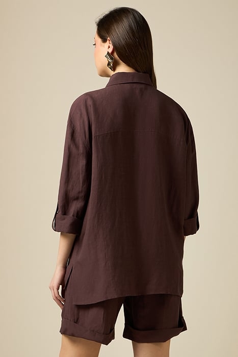 LINEN BLEND OVERSIZED SHIRT AUBERGINE 2