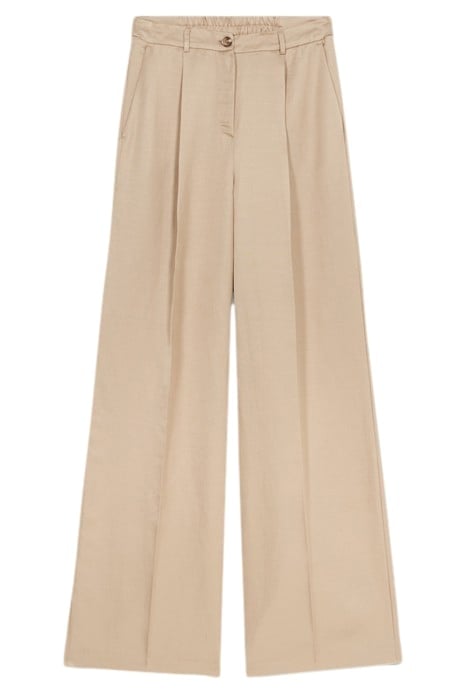 WIDE LEG LINEN BLEND TROUSERS NATURAL 4