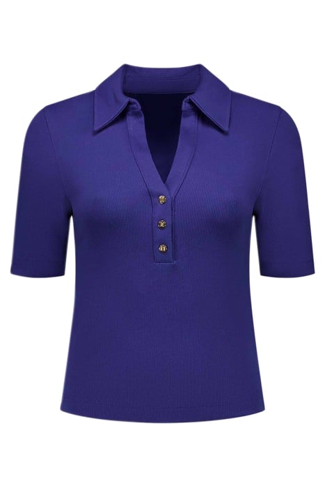 RIB BUTTON T-SHIRT MIDNIGHT BLUE 1