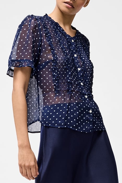 POLKA DOT SHORT SLEEVE RUFFLE TOP SZ18 MIDNIGHT/SUMMER 4