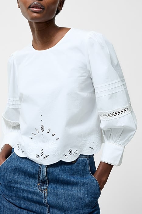 BRODERIE BORDER TOP LINEN WHITE 1